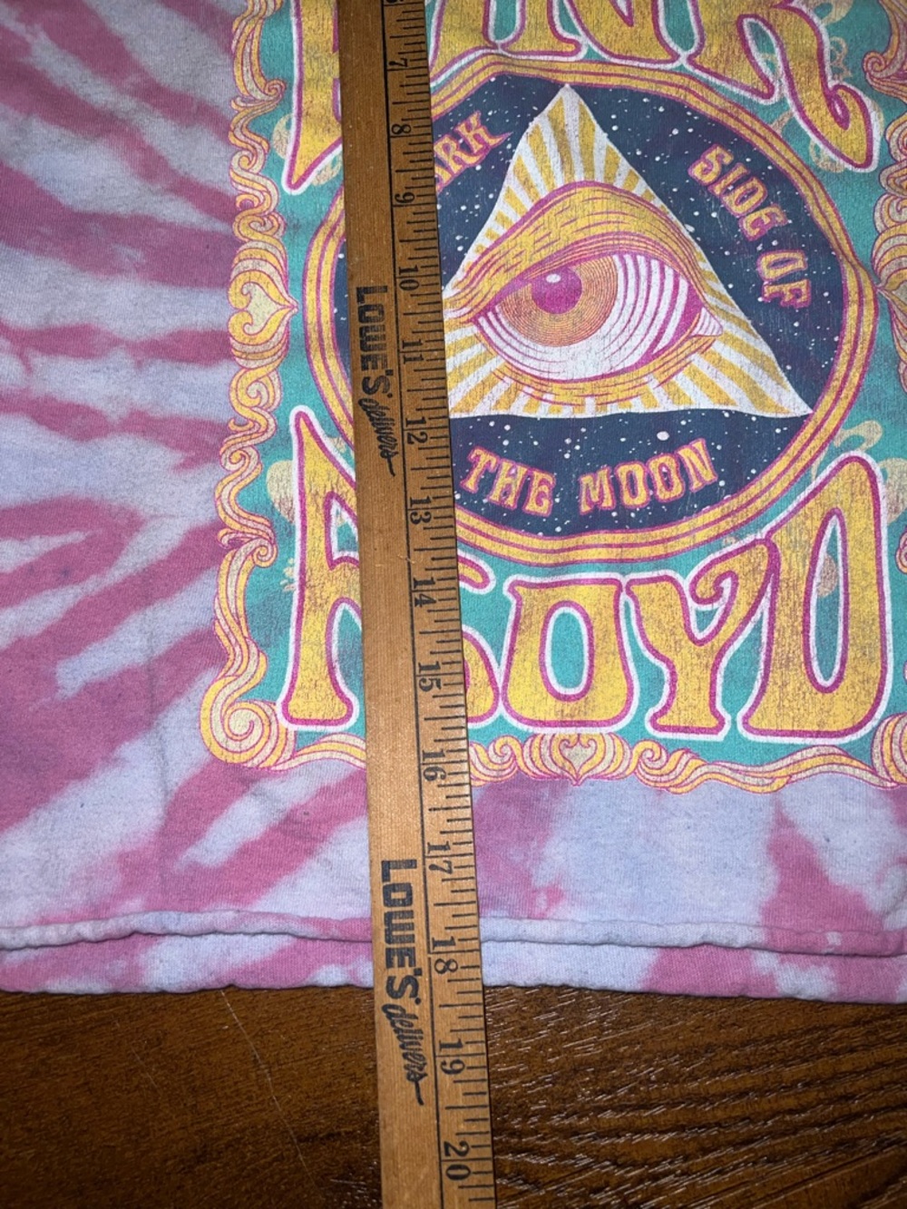 Pink Floyd Pink & Blue Tie-Dye Yellow Graphic Punk Band Cotton Crop Top Size M - Picture 3 of 6